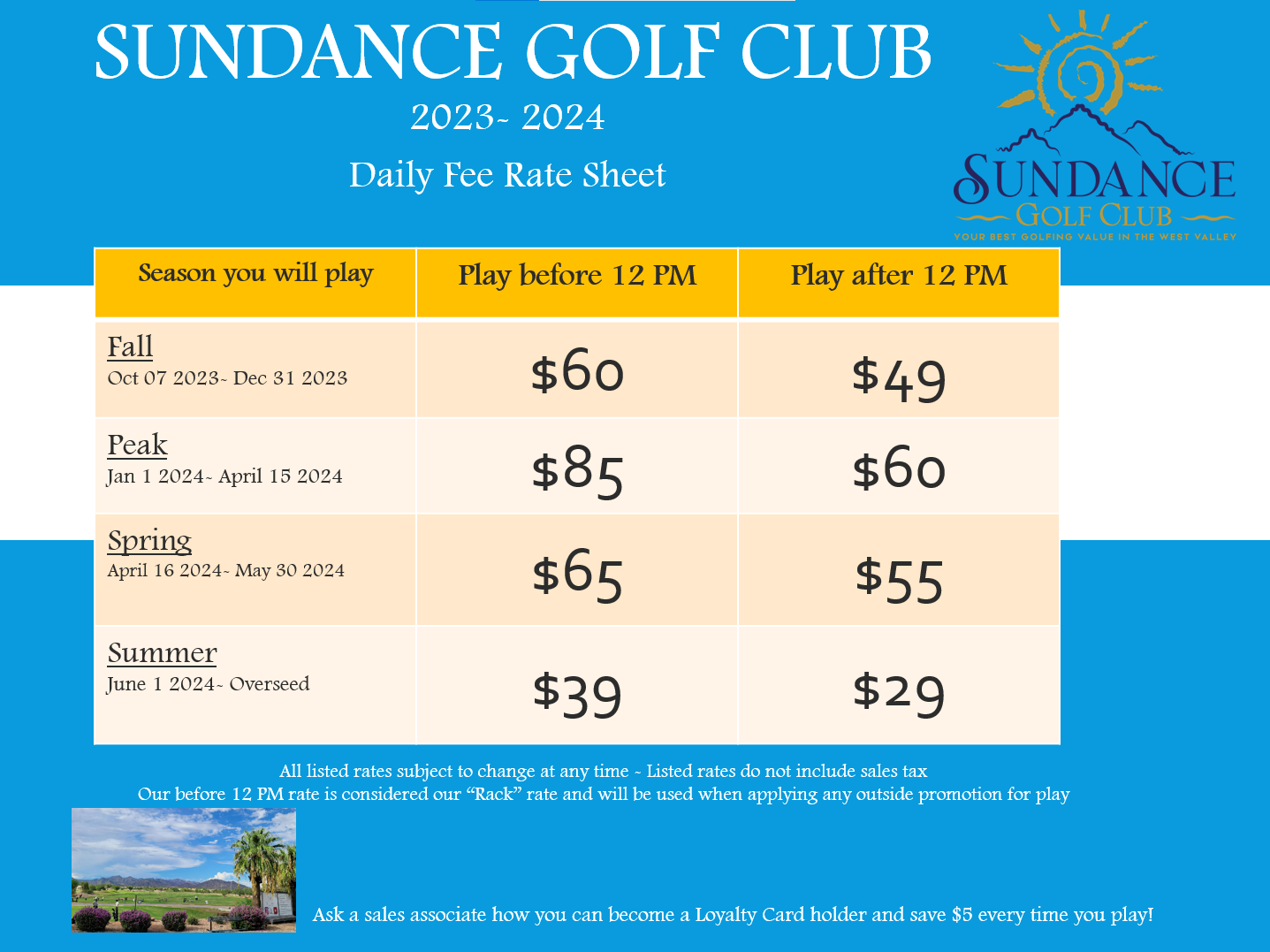 Daily Rates Sundance Golf Course Daily Rates Sundance Golf Course